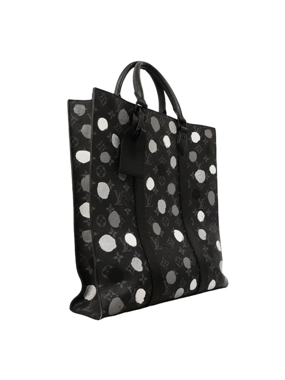 Louis Vuitton Tote Monogram Eclipse Sac Plat Black 2-Way Yayoi Kusama Collaborat